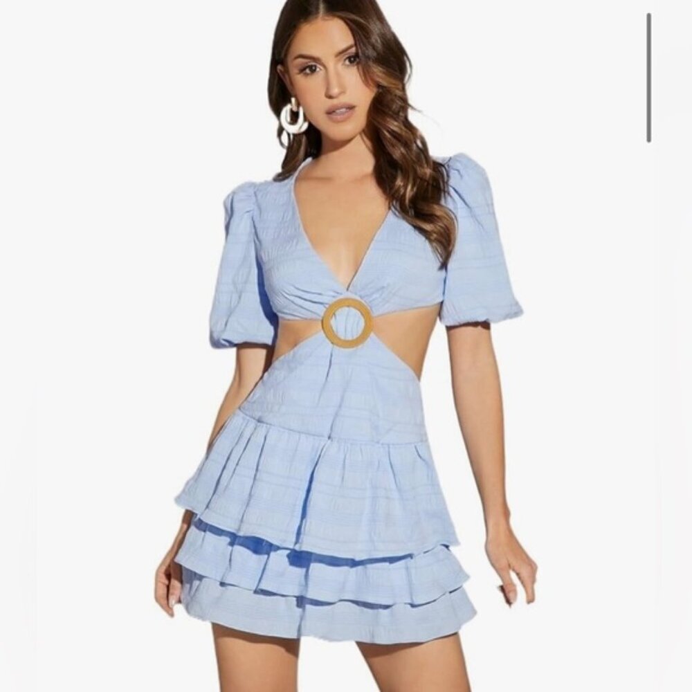 Blue Cut Out Ruffle Hem Dress 🔥🔥✨✨🔥🔥 - Picture 4 of 4